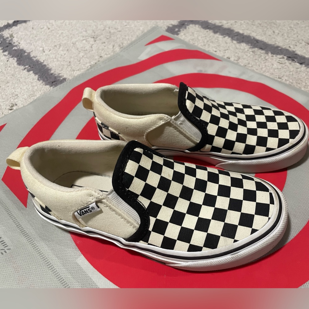 Vans checkered slip ons. Worn maybe twice. Size 1